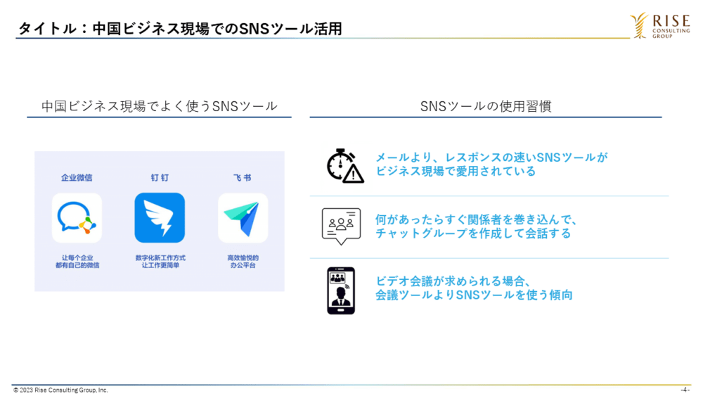 図4：中国ビジネス現場でのSNSツール活用