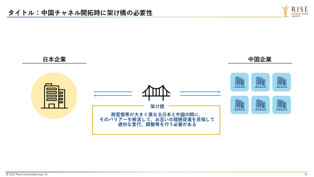 図5：中国チャネル開拓時に架け橋の必要性